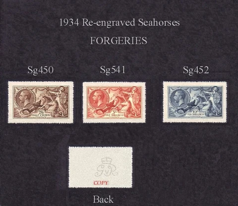 King George V Seahorses 1934 Re-engraved Set of 3 (forgeries) Cover