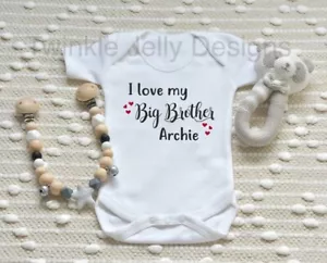 I LOVE MY BIG BROTHER PERSONALISED BABY GIRL BOY GIFT IDEA - Picture 1 of 7