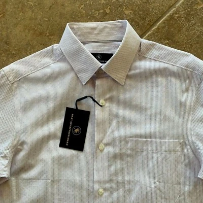 Camisa informal Hart Schaffner Marx manga larga para hombre S blanca/rosa a rayas nueva con etiquetas $98 Foto 1 de 4