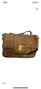 Vintage Juicy Couture Grey Python Print Leather Turn Lock Medium Handbag - Picture 1 of 10