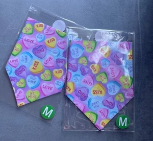 Sweet Treats Hearts MEDIUM dog bandana slide on - Handmade by pops and fred - Picture 1 of 2