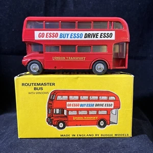 60s Budgie Routemaster Bus 236 Esso Tyres Ad Red Diecast Metal Orig Box England - Picture 1 of 6
