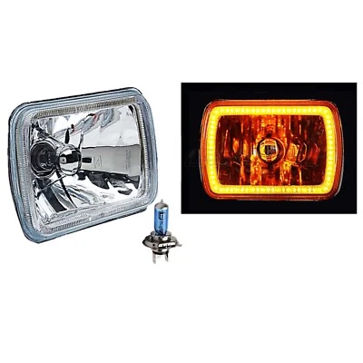 7X6" Amber SMD LED Glass/Metal Headlight Halogen 6K 60w Light Bulb Headlamp EACH - Image 1 of 4