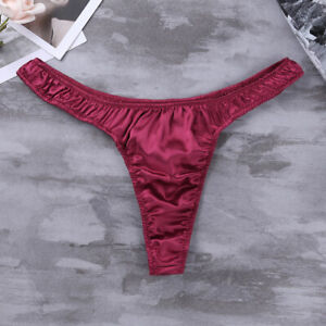 Sissy Mens Satin Lingerie Panties Bikini Briefs Thongs Underwear Nightwear