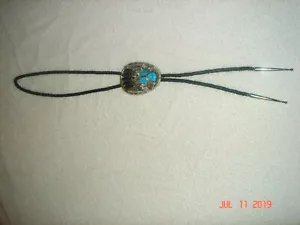 STERLING SILVER KINGMAN TURQUOISE & CORAL VINTAGE BOLO TIE NEW - Picture 1 of 6