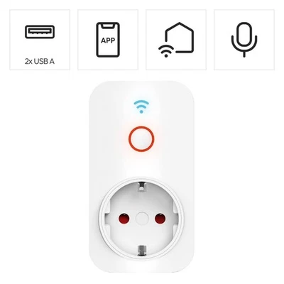 WiFi-Steckdose 2xUSB App-Control Sprachsteuerung Alexa Google Siri Hama 176612 - Bild 1 von 4