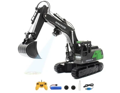 Excavadora de potencia RC de 2,4 GHz en amarillo con luz de proyección modelo de sonido NO.MD530A-B Foto 1 de 4