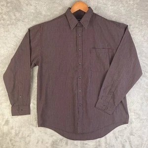 Puritan Shirt Mens Medium Burgundy Striped Long Sleeve Button Up (15 1/2- 34-35) - Picture 1 of 9