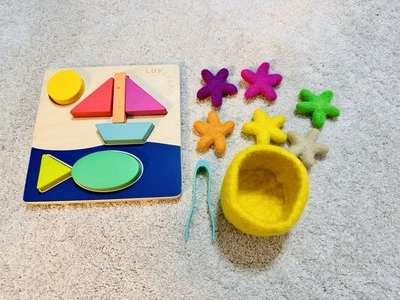 Lovevery Double-Sided Sunny Day Wooden Puzzle And Felt Flowers - Image 1 of 4