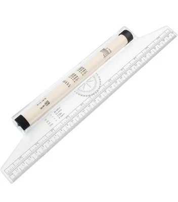Multi-Purpose Draftsman Rolling Ruler 12" Clear Plastic Drawing Art ARCs Lines - Image 1 of 3