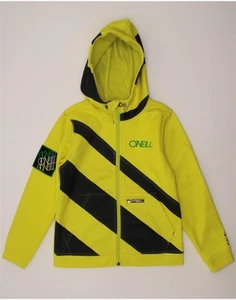 O'NEILL Boys Graphic Zip Hoodie Sweater 7-8 Years Yellow Striped Polyester OC05 - Picture 1 of 4
