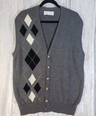 Clark & Gregory Suéter Chaleco Para Hombres Mediano Argyle Lana Merino Escocia Academia M Foto 1 de 4