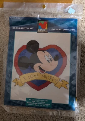 New Disney Mickey Unlimited I Love Mickey (medallion) Counted Cross Stitch Kit - Image 1 of 4