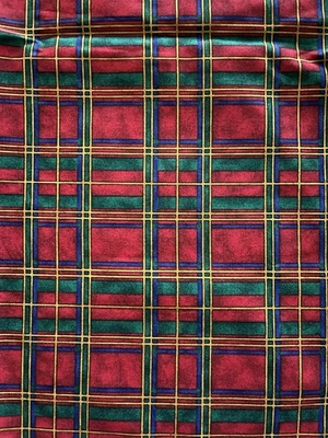 Christmas Jelly Bean Junction Teddy Bears Holiday Fabric Plaid 35” Long - Image 1 of 4