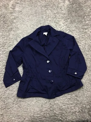 Chaqueta Joan Rivers Mujer Talla Mediana Azul Botón Algodón Foto 1 de 4