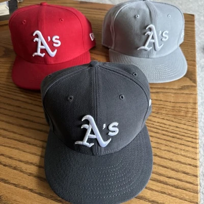 Lot Of 3 New Era Oakland A’s Hats 7 3/8 - Image 1 of 4