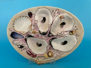 Antique UPW American Small Clam-Shape Oyster Plate Union Porcelain Works Seaweed - Picture 1 of 13