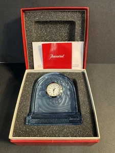 Baccarat Crystal Blue Basket Of Abundance Quartz Desk Clock MINT In Box - Picture 1 of 7