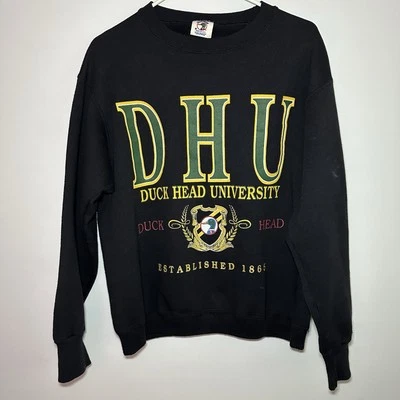 Suéter Universitario Duck Head Mediano Para Hombre Sudadera Años 90 De Colección Negro Foto 1 de 4
