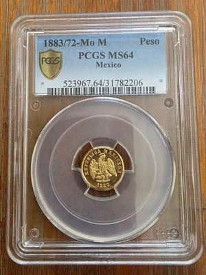 1883/72 MO MEXICO PESO GOLD COIN PCGS MS64 KM-410.5 MINTAGE OF ONLY 1000 LOW POP - Image 1 of 4