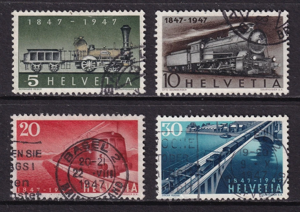 SWITZERLAND 1947 Railway Centenary set of 4 SG 477-480 Used - Image 1 of 1