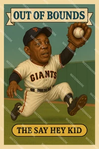 GX965 Willie Mays NY Giants Out of Bounds 4x6 12x18 16x24 Photo - Picture 1 of 1