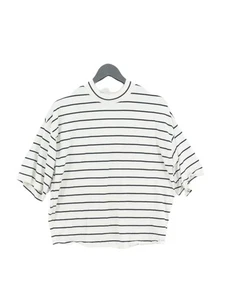 COS Men's T-Shirt S White Striped 100% Cotton Basic - Picture 1 of 5
