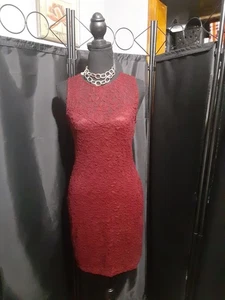 Legend Nuevo Con Etiquetas Vestido Ajustado Borgoña Encaje Superpuesto Para Mujer L Fiesta Noche Cóctel  - Imagen 1 de 7