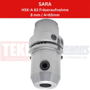 1 x toma de fresadora SARA HSK-A 63 ø 8 mm, A=65 mm - Imagen 1 de 2