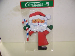Vintage R.O.C. Centrotavola tessuto a nido d'ape Babbo Natale alto 12 pollici pancia rossa nuovo - Foto 1 di 4
