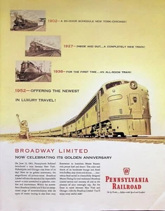 VINTAGE 1950s Print Ad ~ Pennsylvania Railroad - Broadway Limited ~ Go by Train - Picture 1 of 1