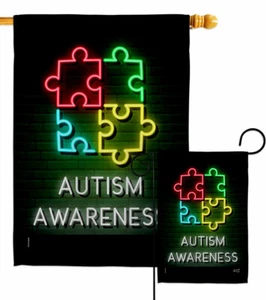 Neon Autism Garden Flag Awareness Support Decorative Gift Yard House Banner - Picture 1 of 17