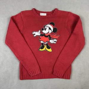 Disney Store Minnie Mouse Women’s S Chunky Waffle Knit Holiday Sweater Pullover - Picture 1 of 11