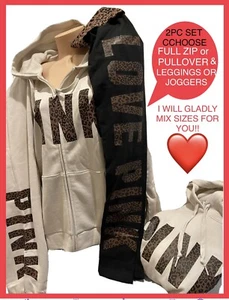 2XL Victorias Secret Pink Full ZIP Hoodie Sweatshirt Jogger Set Mix Sizes👌NWT - Picture 1 of 10