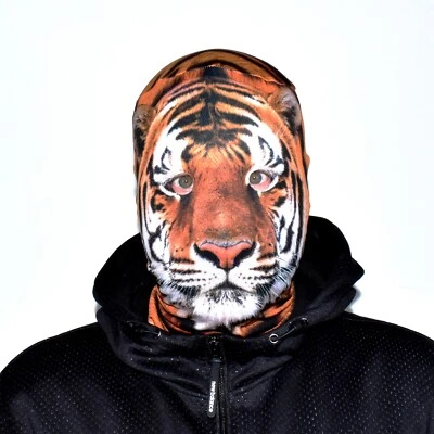 3D Effekt Gesichtshaut - Tiger Gesicht - Stoff - Halloween Maske - Bild 1 von 4
