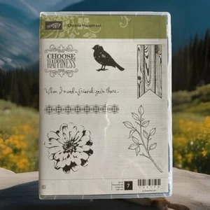 Stampin up! 134198 Set di 7 timbri in gomma "Scegli la felicità" frasi e forme. - Foto 1 di 4