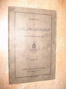 1921 CADILLAC OWNERS MANUAL ORIGINAL RARE NEAT BOOK WOW TYPE 61 - Picture 1 of 9
