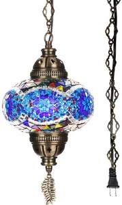 SWAG PLUG-IN Turkish Moroccan Mosaic Ceiling Hanging Lamp Pendant Light Fixture - Picture 1 of 102