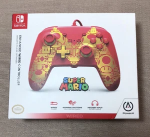 PowerA Nintendo Switch Enhanced Wired Controller - Mario Golden M Red & Gold NEW - Picture 1 of 5