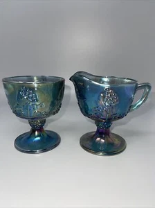 Vintage Karneval elektrisch lila Imperial getäfelt Traube Zucker & Sahne Set - Bild 1 von 4