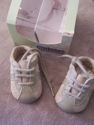 NUEVO en CAJA Gymboree Cuero Tostado Superior Zapatos de Cuna con Cordones 01 o 03 Foto 1 de 2