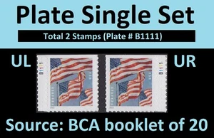 US 5658 Flags F plate single set 2 B1111 (from BCA booklet) MNH 2022 - Picture 1 of 1