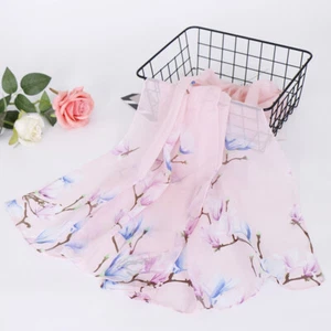 Long Soft Chiffon Scarf Plain Sheer Wrap Shawl Womens Large Stole Neck Scarves - Picture 1 of 93