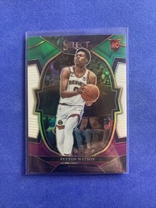 2022-23 Panini Select Concourse Green White Purple Prizm Peyton Watson RC - DEN
