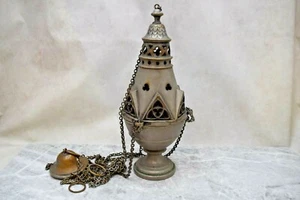 Bel vecchio incensiere vintage, Thurible + tripla catena (CU712) calice co - Foto 1 di 10