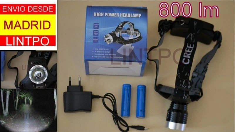 LINTERNA CABEZA 800 LUMENES LED CREE+2 BATERIAS 18650 NO DISPONIBLE - Imagen 1 de 1