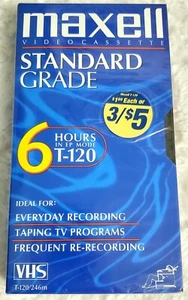 NEW! Maxell Standard Grade T-120 Blank Video Recording Cassette VHS Tape 6 hours - Bild 1 von 2