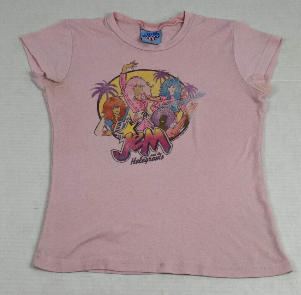 Camiseta Vintage Comida Chatarra Talla XS 90s Rosa Pálido Jem and the Holograms Suave Fina Foto 1 de 4