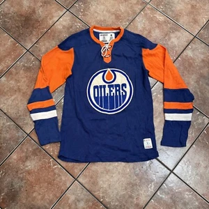 EDMONTON OILERS HOCKEY SU GHIACCIO MAGLIA STRINGATA CCM Small UOMO NAVY NHL - Foto 1 di 5
