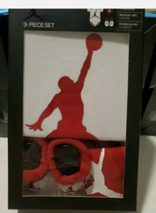 Jordan Newborn Baby Boy 0-6 Months Sock Booties Bodysuit Beanie Hat 3 Piece Set - Picture 1 of 4